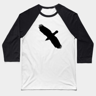 Flying Crow Black Bird Silhouette Baseball T-Shirt